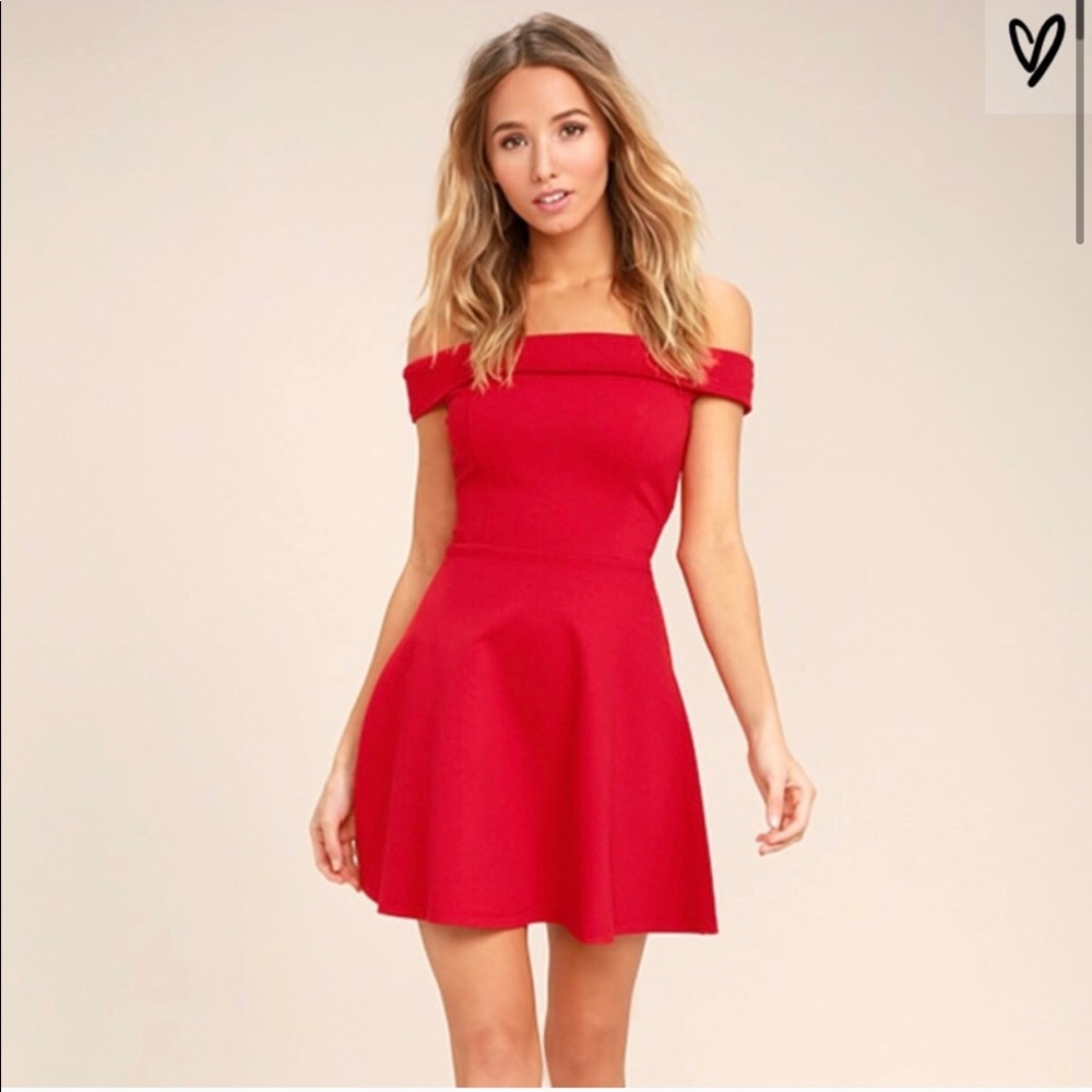 Lulu’s Red Off-the-Shoulder Dress